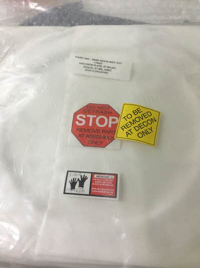 AMAT P/N : 0020-32318 , GAS DISTR PLATE, 37HOLES OXALIC, 5-7 MIL, J 