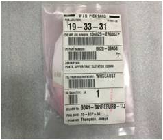 AMAT P/N : 0020-09458 , PLATE, UPPER TRAY ELEVATOR 125MM