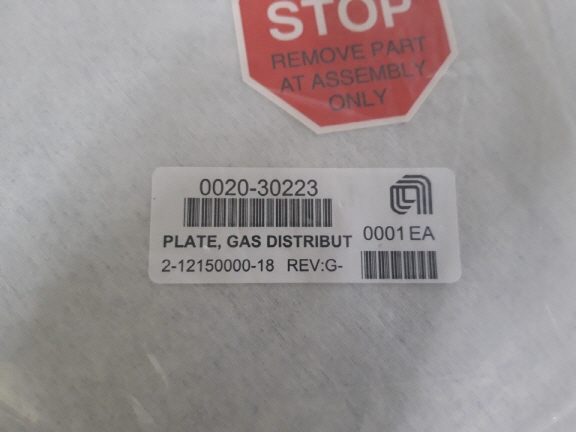 AMAT Part No : 0020-20223 , PLATE, GAS DISTRIBUT , 2-12150000-18 REV:G-