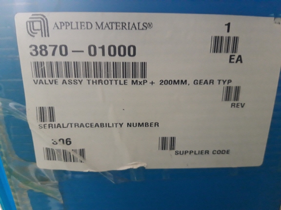 AMAT Part No : 3870-01000 , VALVE ASSY THROTTLE MxP + 200MM, GEAR TYP